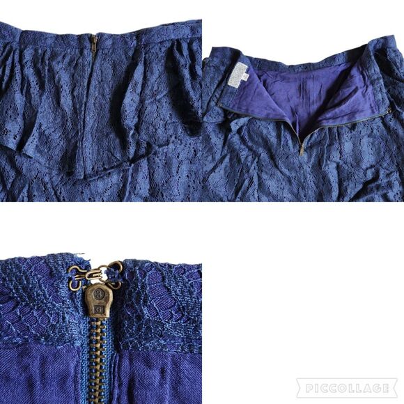 Lucca Couture Navy Blue Lace Ruffle Peplum Mini Skirt Sz M - Picture 7 of 10